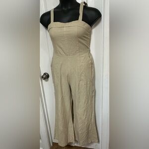 Linen Blend Wide-Leg Jumpsuit